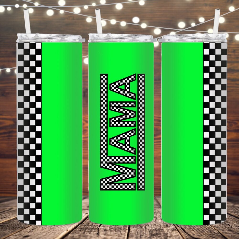 Mama Neon Green Metal Insulated Tumbler